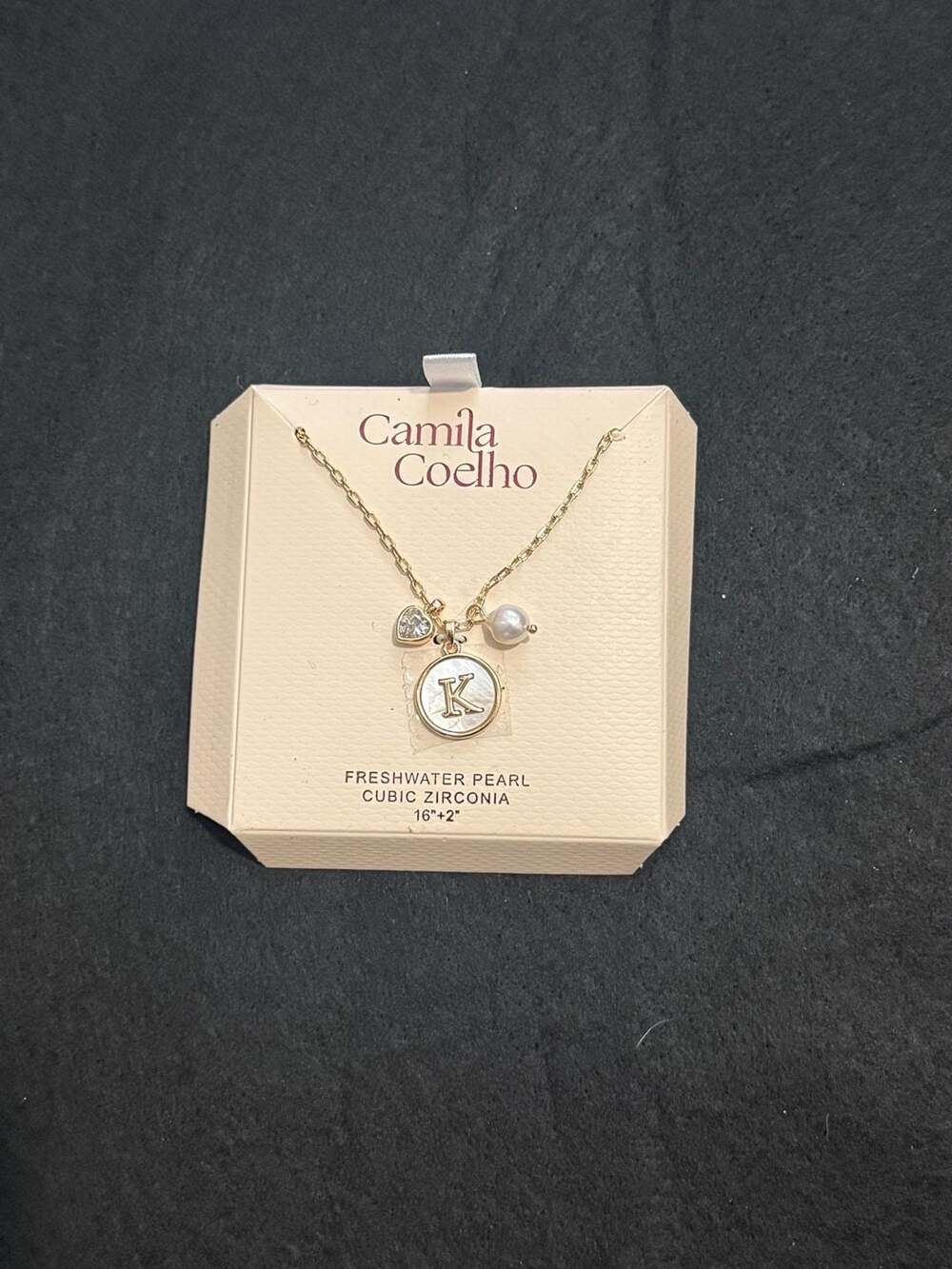 Camila Coelho Freshwater Pearl Cubic Zirconia Initial K Necklace